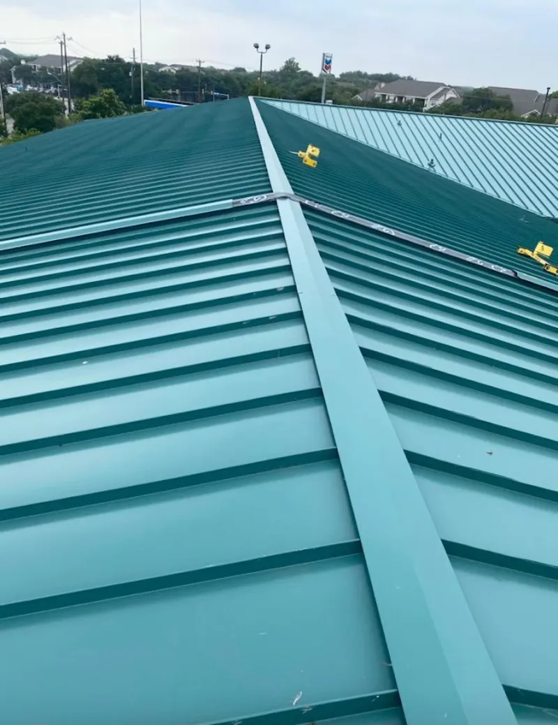 Green commercial metal roof ridge and valley for Metal Roof Repair in Sayreville
